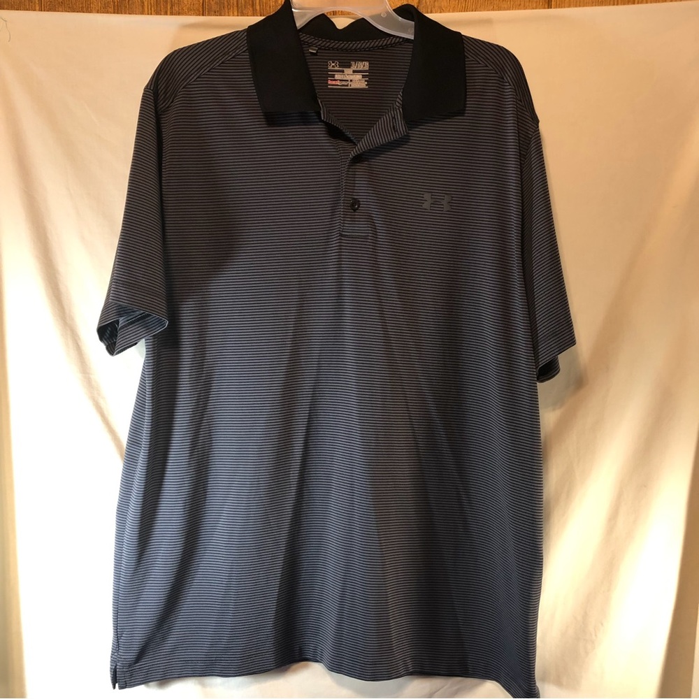 Under Armour men’s gray/black striped polo shirt XL